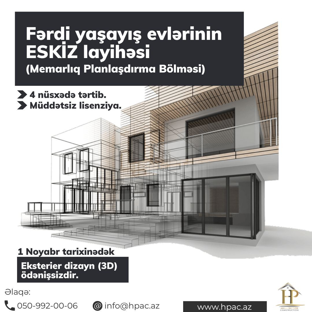 Fərdi yaşayış evlərinin eskiz layihəsi.